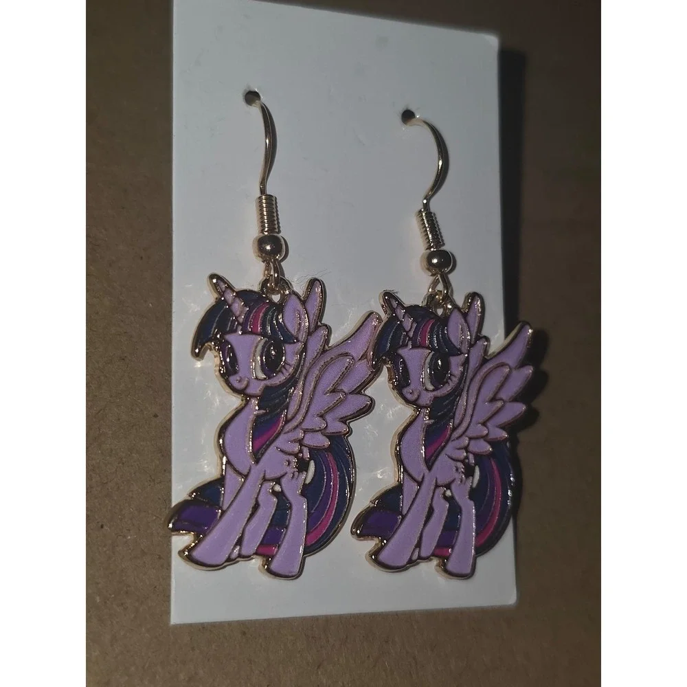 My Little Pony Keychains & Earrings SET Rainbow Dash Pinkie Pie Twilight Sparkle